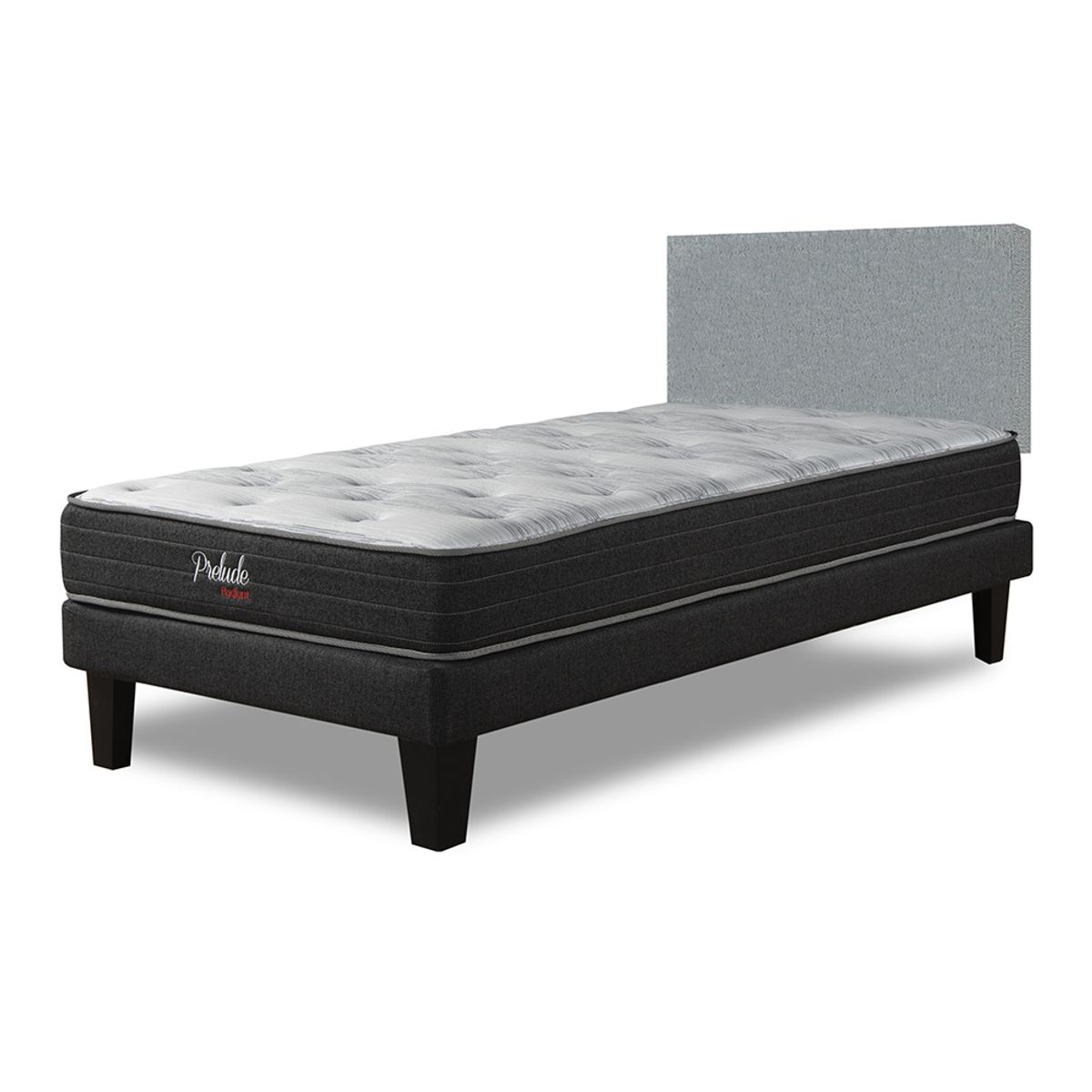 PRELUDE - Cama Europea Prelude Radiant Respaldo Praga Plata 1.5 pza