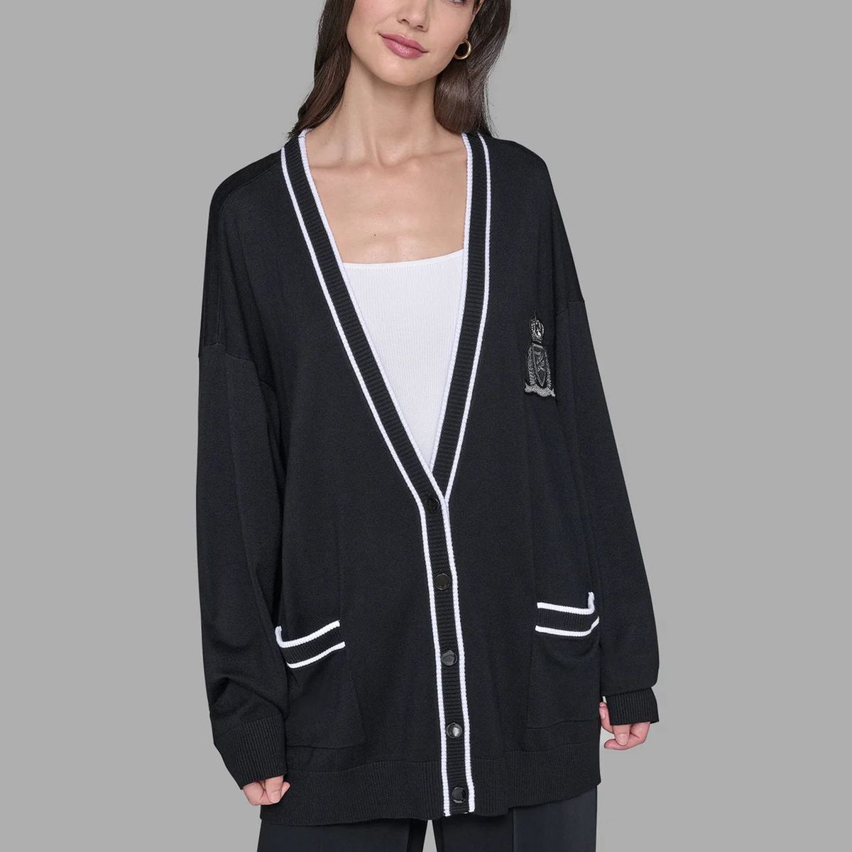 KARL LAGERFELD - Cárdigan varsity con escudo Lagerfeld