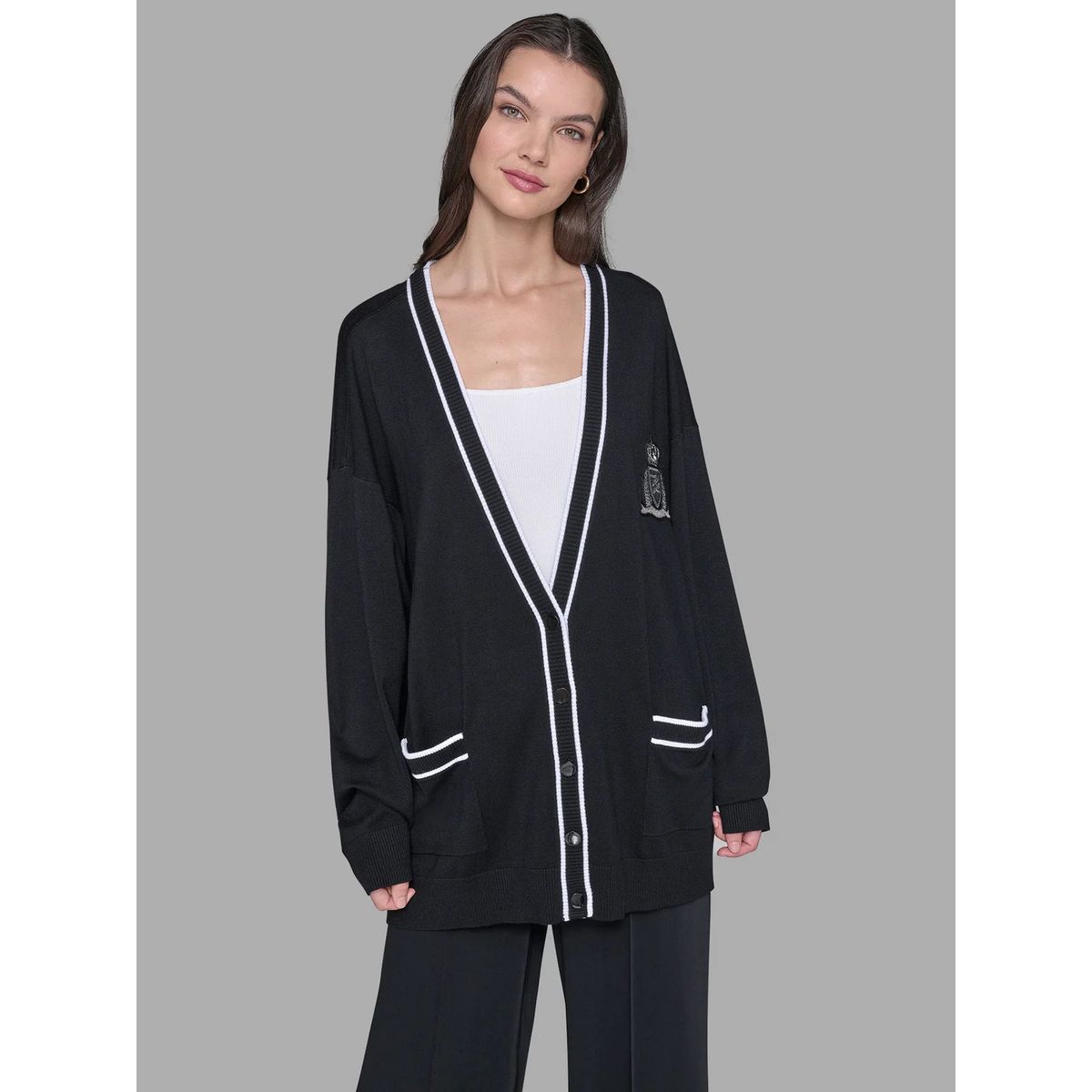 KARL LAGERFELD - Cárdigan varsity con escudo Lagerfeld