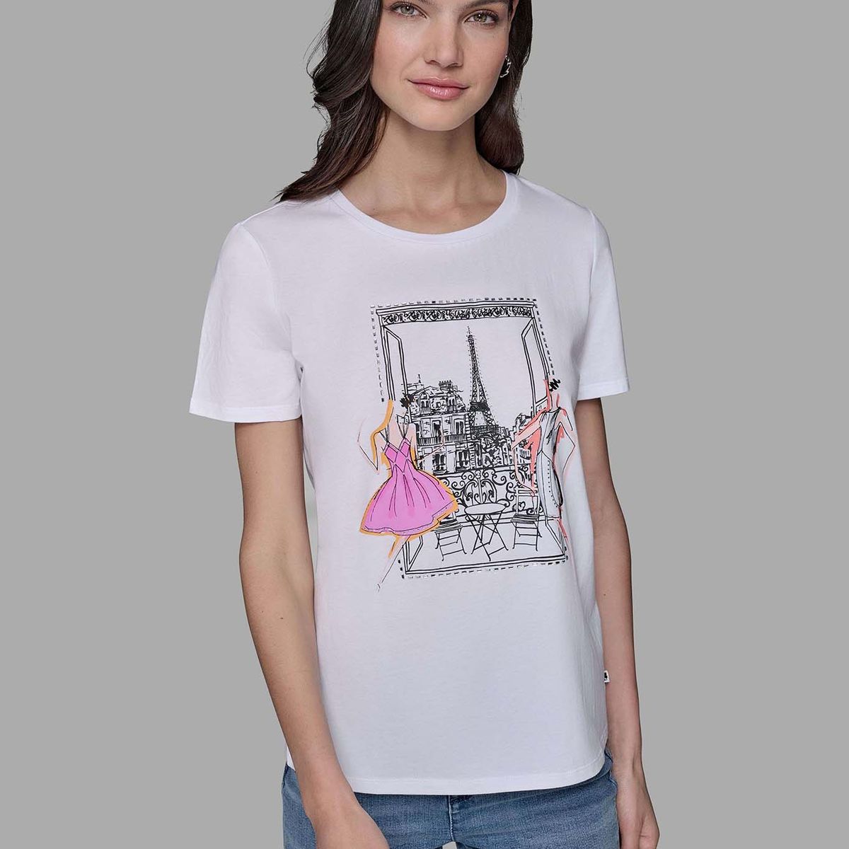 KARL LAGERFELD - Polera con estampado de escena de parisina