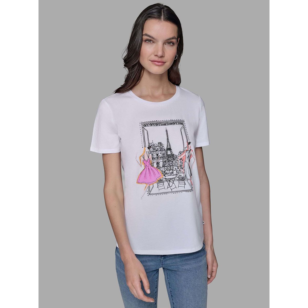 KARL LAGERFELD - Polera con estampado de escena de parisina