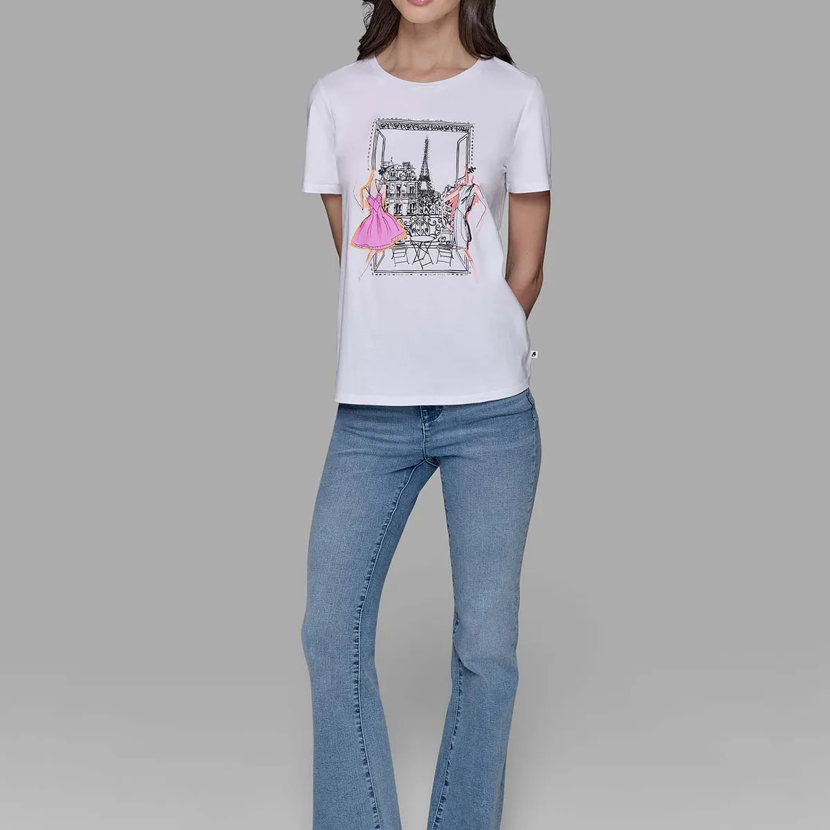 KARL LAGERFELD - Polera con estampado de escena de parisina