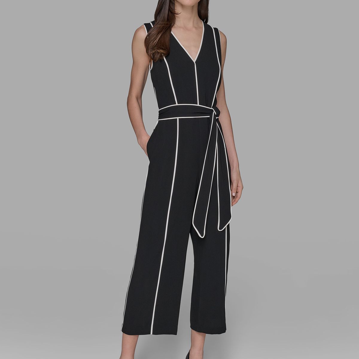 KARL LAGERFELD - Vestido enterizo con detalles en contraste