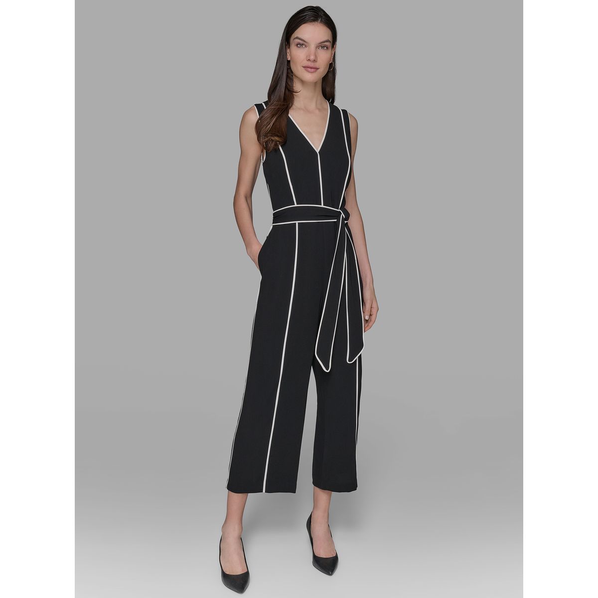 KARL LAGERFELD - Vestido enterizo con detalles en contraste