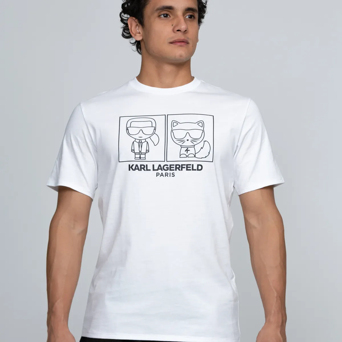 KARL LAGERFELD - Polera con estampado de Karl y Choupette