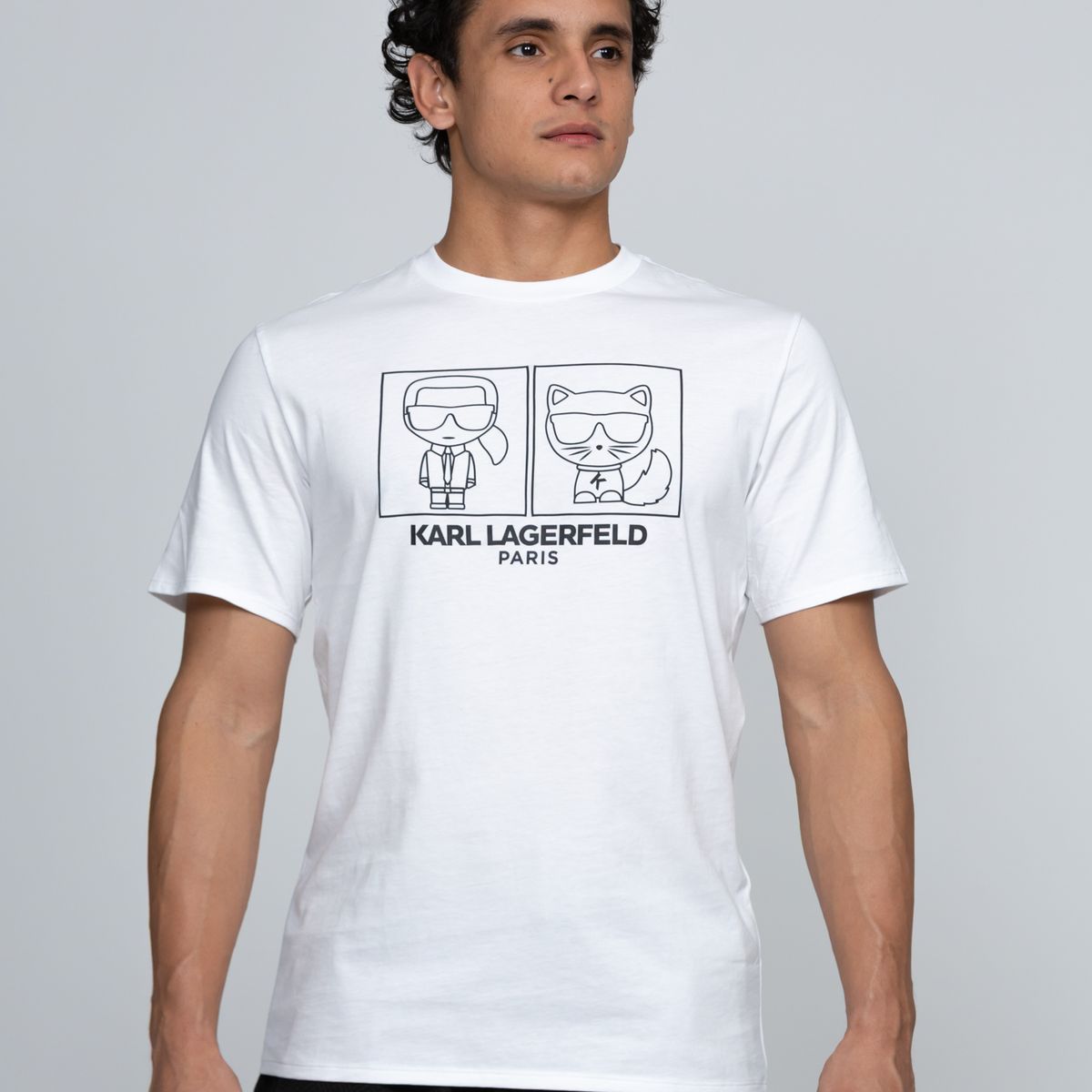 KARL LAGERFELD - Polera con estampado de Karl y Choupette