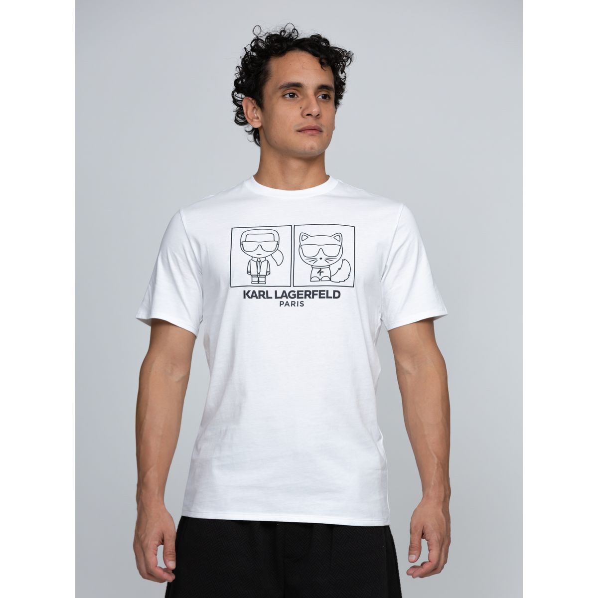KARL LAGERFELD - Polera con estampado de Karl y Choupette