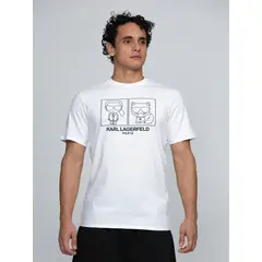 KARL LAGERFELD - Polera con estampado de Karl y Choupette
