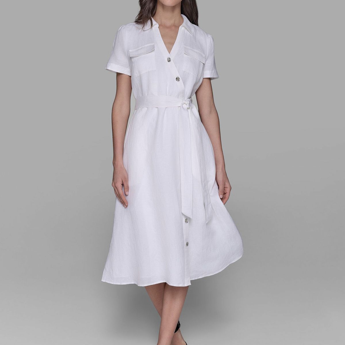 KARL LAGERFELD - Vestido midi con falso escote cruzado