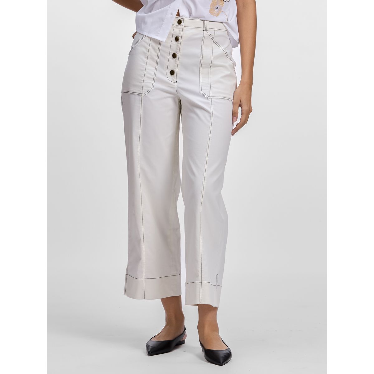KARL LAGERFELD - Pantalón de pierna ancha y talle alto