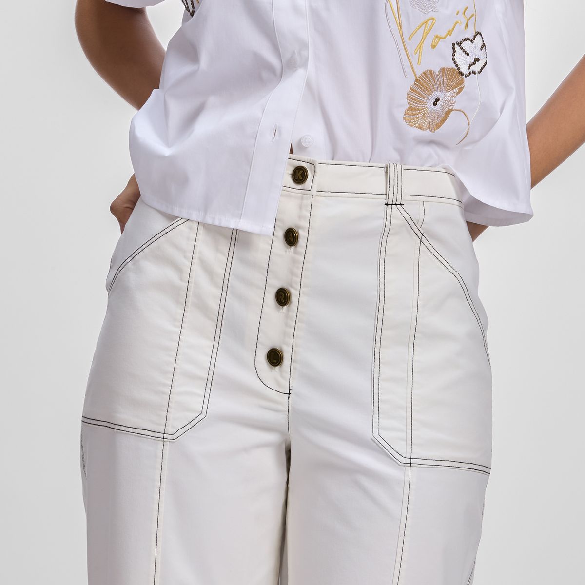 KARL LAGERFELD - Pantalón de pierna ancha y talle alto