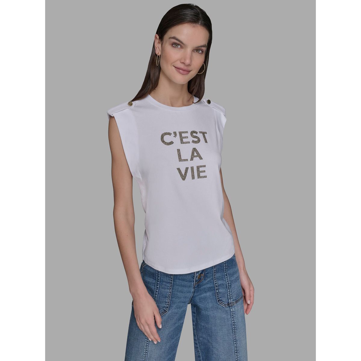 KARL LAGERFELD - Polera sin mangas y estampado C EST LA VIE