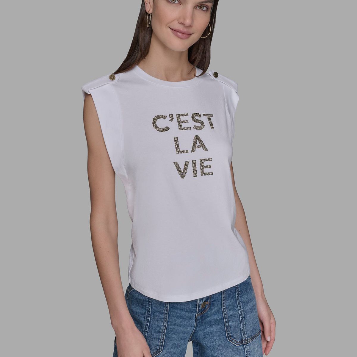 KARL LAGERFELD - Polera sin mangas y estampado C EST LA VIE