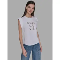 KARL LAGERFELD - Polera sin mangas y estampado C EST LA VIE