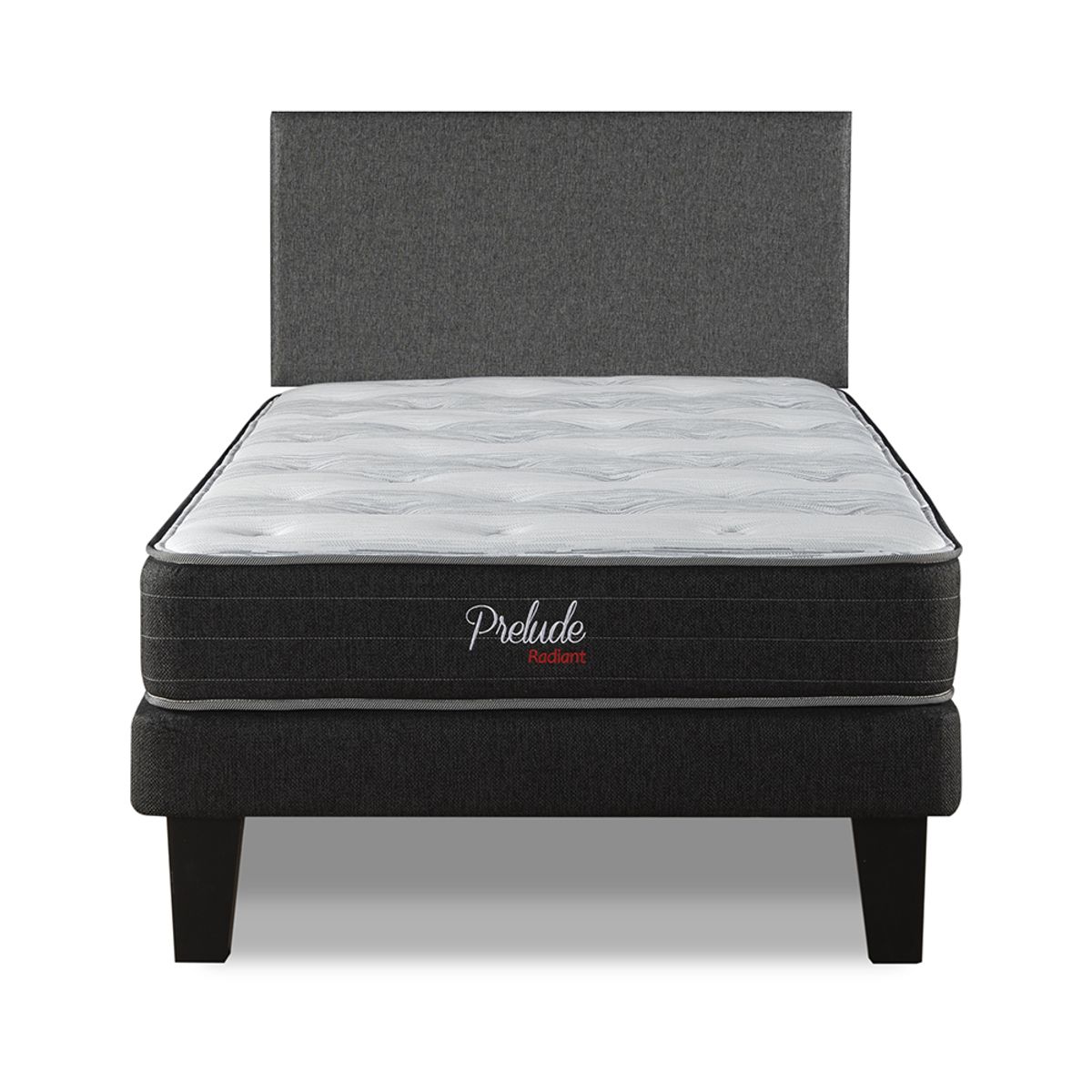 PRELUDE - Cama Europea Prelude Radiant Respaldo Praga Gris 1.5 pza