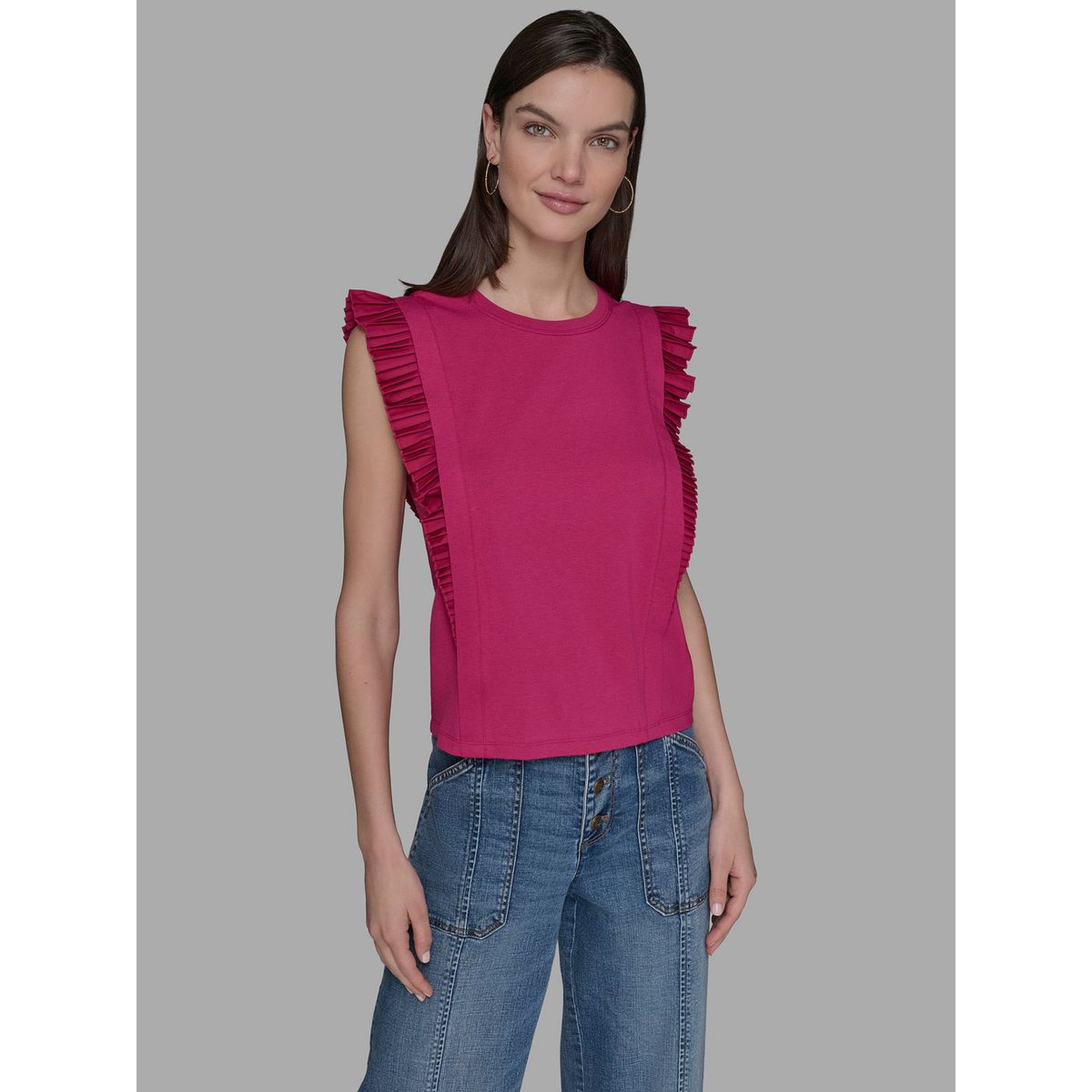 KARL LAGERFELD - Top de punto con mangas volantes