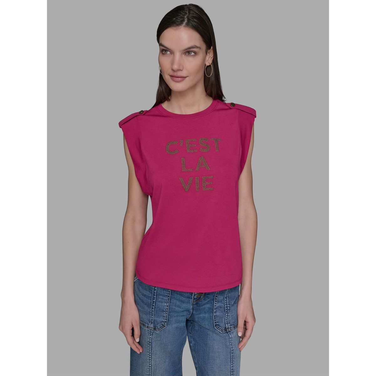 KARL LAGERFELD - Polera sin mangas con estampado C est la vie