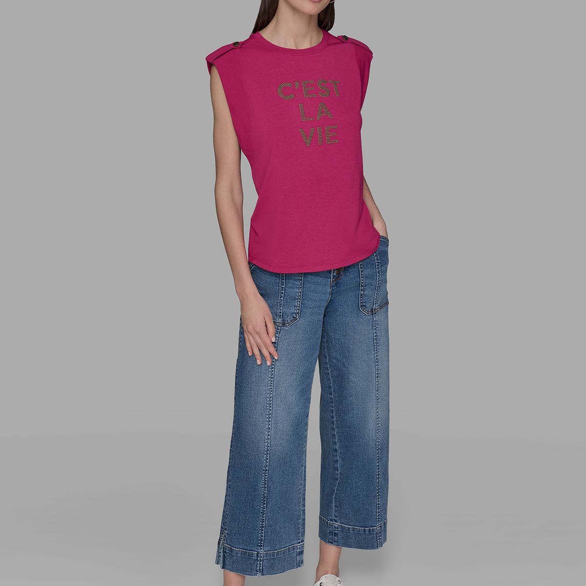 KARL LAGERFELD - Polera sin mangas con estampado C est la vie