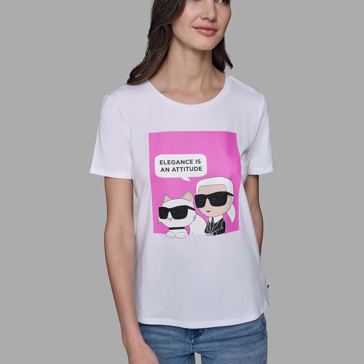 KARL LAGERFELD - Polera con estampado de mini Karl y Choupette