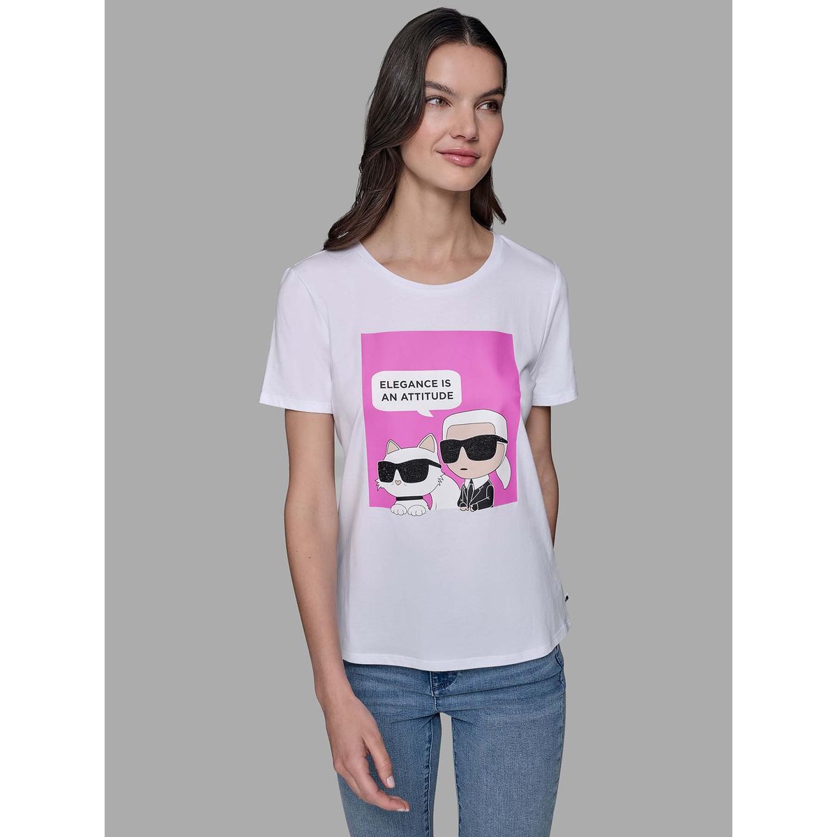 KARL LAGERFELD - Polera con estampado de mini Karl y Choupette