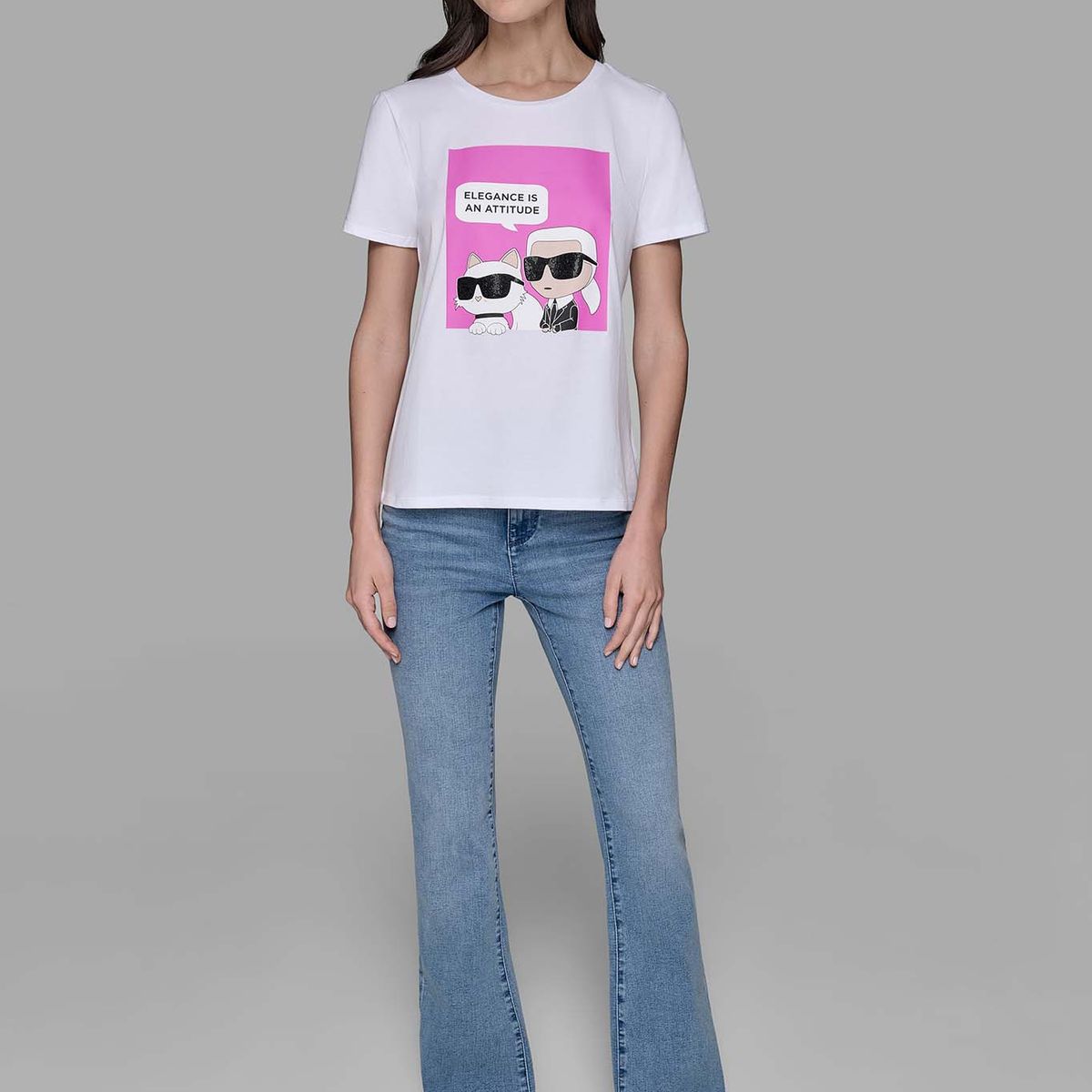 KARL LAGERFELD - Polera con estampado de mini Karl y Choupette