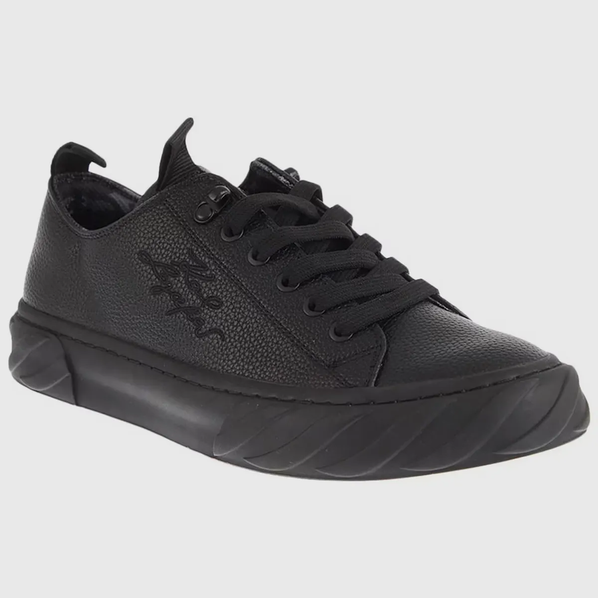 KARL LAGERFELD - Zapatillas de perfil bajo en cuero con logo bordado