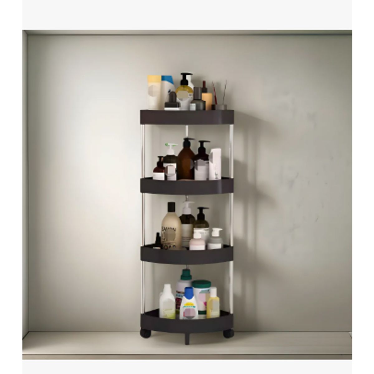 GENERICO - Esquinero Estante Organizador Para Baño 4 Niveles Con Diseño Color Negro