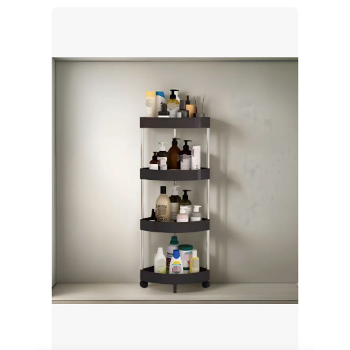 GENERICO - Esquinero Estante Organizador Para Baño 4 Niveles Con Diseño Color Negro