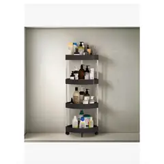 GENERICO - Esquinero Estante Organizador Para Baño 4 Niveles Con Diseño Color Negro