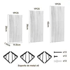 GENERICO - Repisas Flotantes De Madera Multipropósito Kit X3 Colores Color Gris