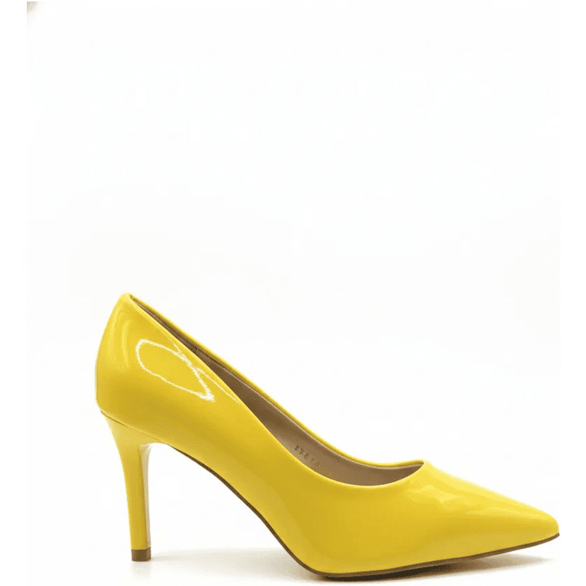 BOVINITA - Stiletto Mujer Taco Alto Charol Amarillo Punta Fina Clasico