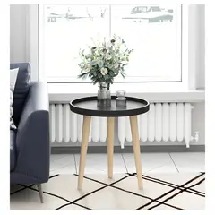 GENERICO - Mesa Redonda De Madera Estilo Moderno 40cm Color Negro