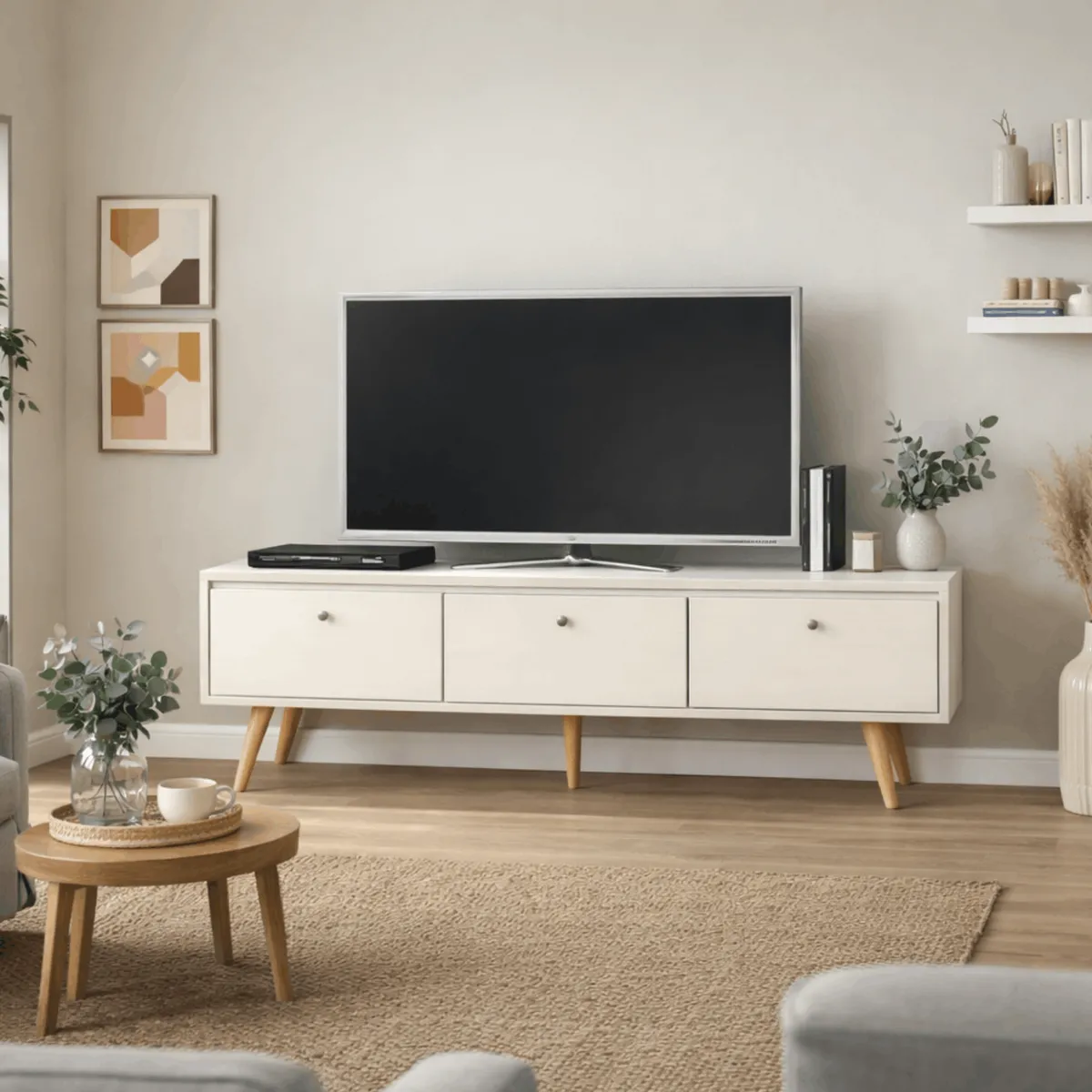 EXIT - Rack TV hasta 70 pulgadas 160x59x36 cm Blanco - Memphis