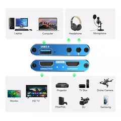 BLUEDREAMER - Tarjeta De Captura De Audio Video 4K HD 60HZ 1080P USB