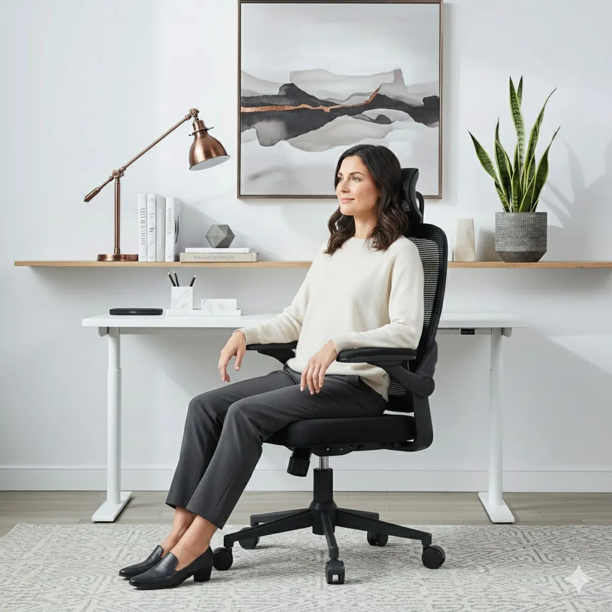 GENERICO - SILLA DE OFICINA GIRATORIA  ACOLCHADA CON POSABRAZO ENMALLADA