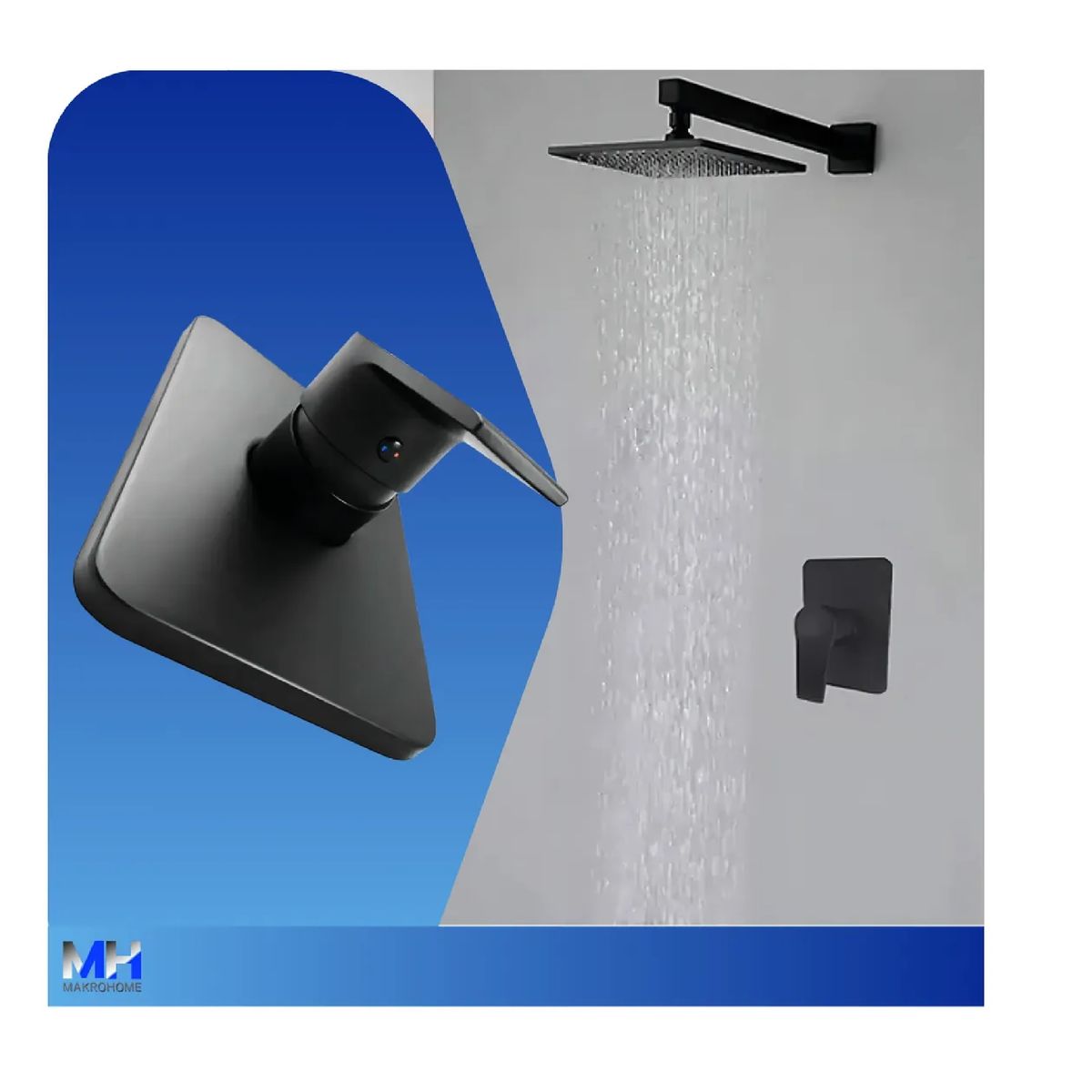 TAUMM - Monomando Ducha Empotrado Notte Negro Mate Lujo Resistencia