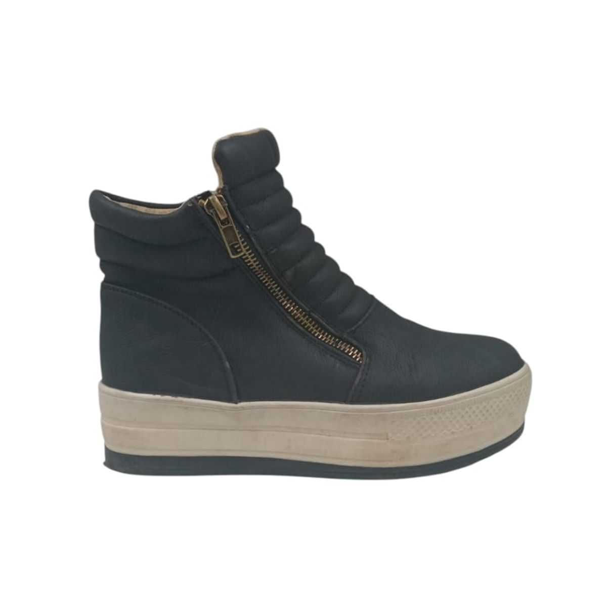 HERIEL - Zapatilla Negra Caña Plataforma Mujer