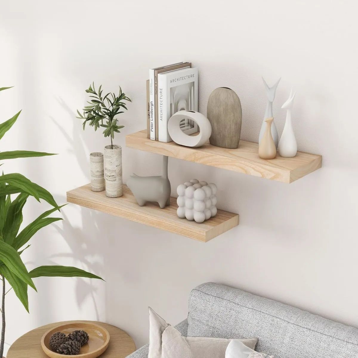 GENERICO - Repisa Flotantes Para Pared 40cm Minimalistas Moderna Kit X2 Color Marrón Claro