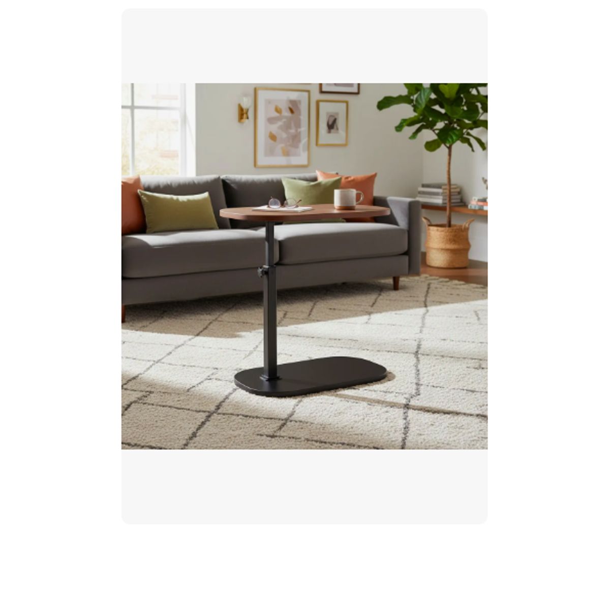 GENERICO - Mesa Auxiliar En Forma De C De Altura Ajustable Giratoria Marrón