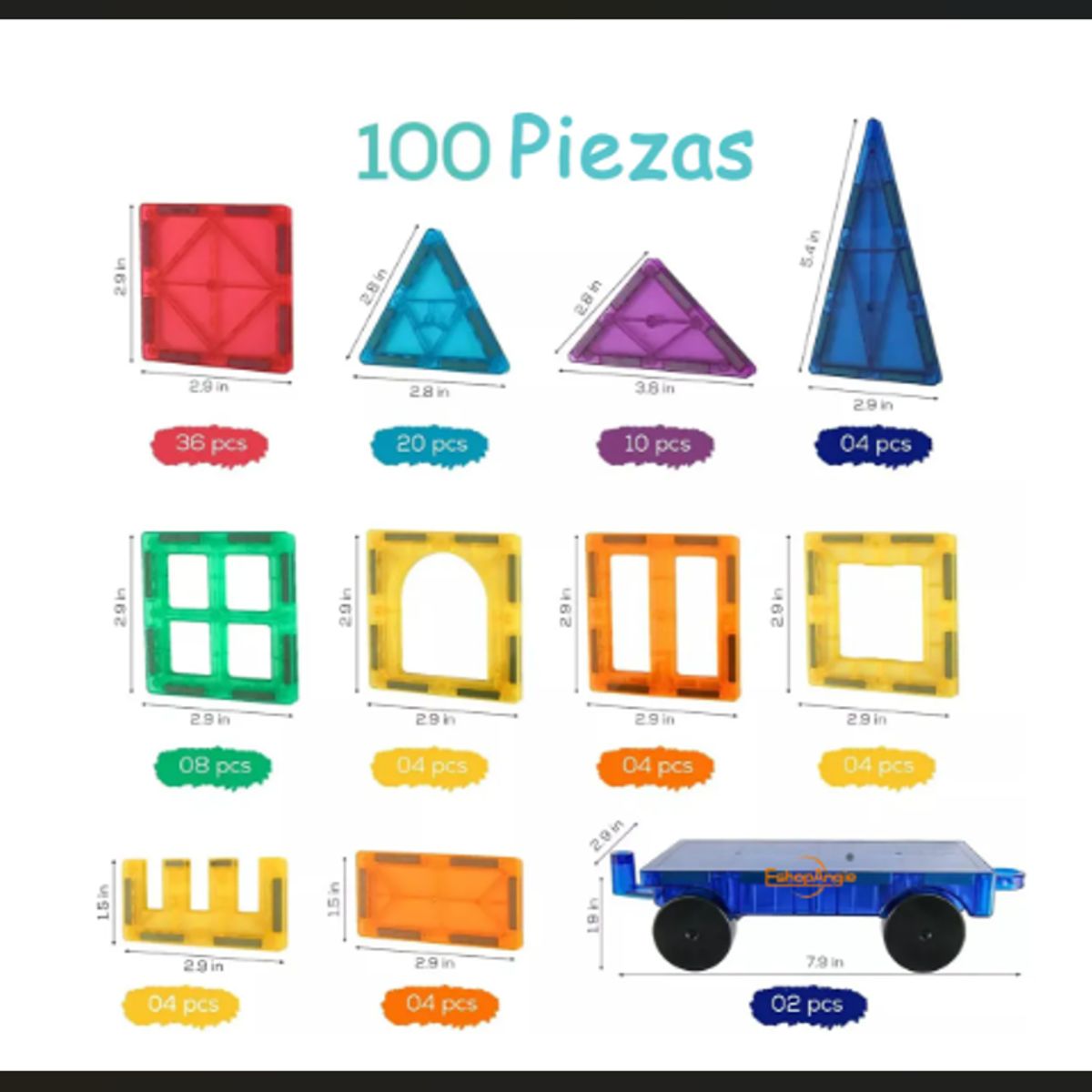 PLASTIMAR - BLOQUES DE CONSTRUCCION MAGNETICOS ACRILICOS 100 PZS