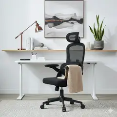 GENERICO - Silla Ergonómica de Oficina GIRATORIA ENMALLADA CON POSABRAZO Y SOPORTE LUMBAR