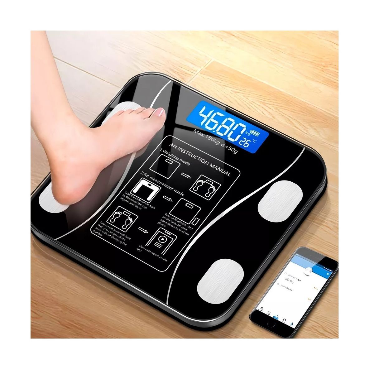 GENERICO - Báscula inteligente de bioimpedancia digital conexion movil