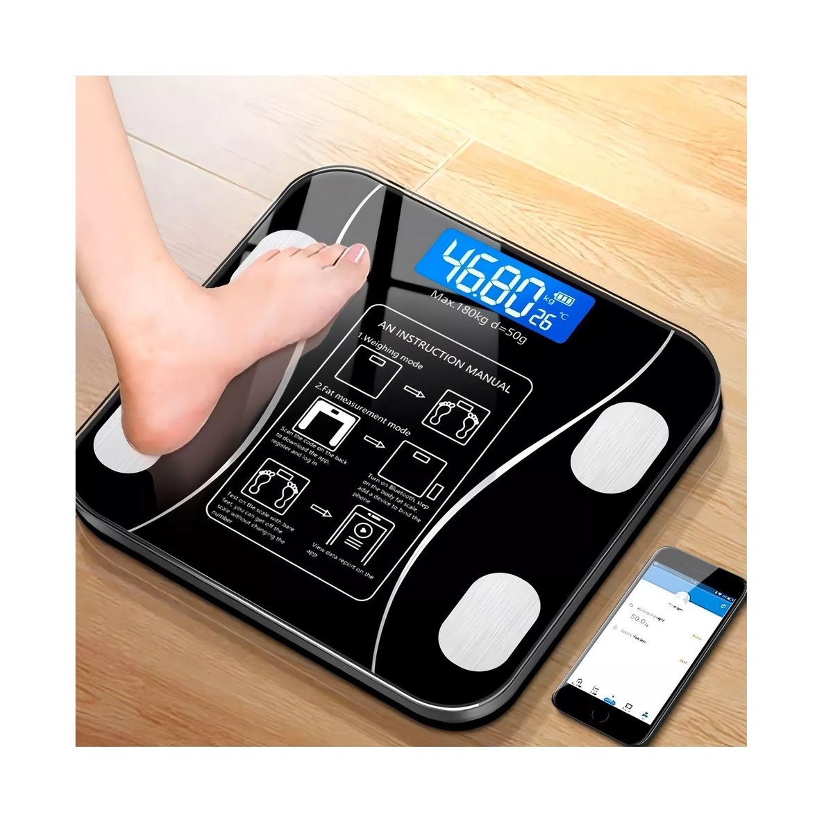 GENERICO - Báscula inteligente de bioimpedancia digital conexion movil