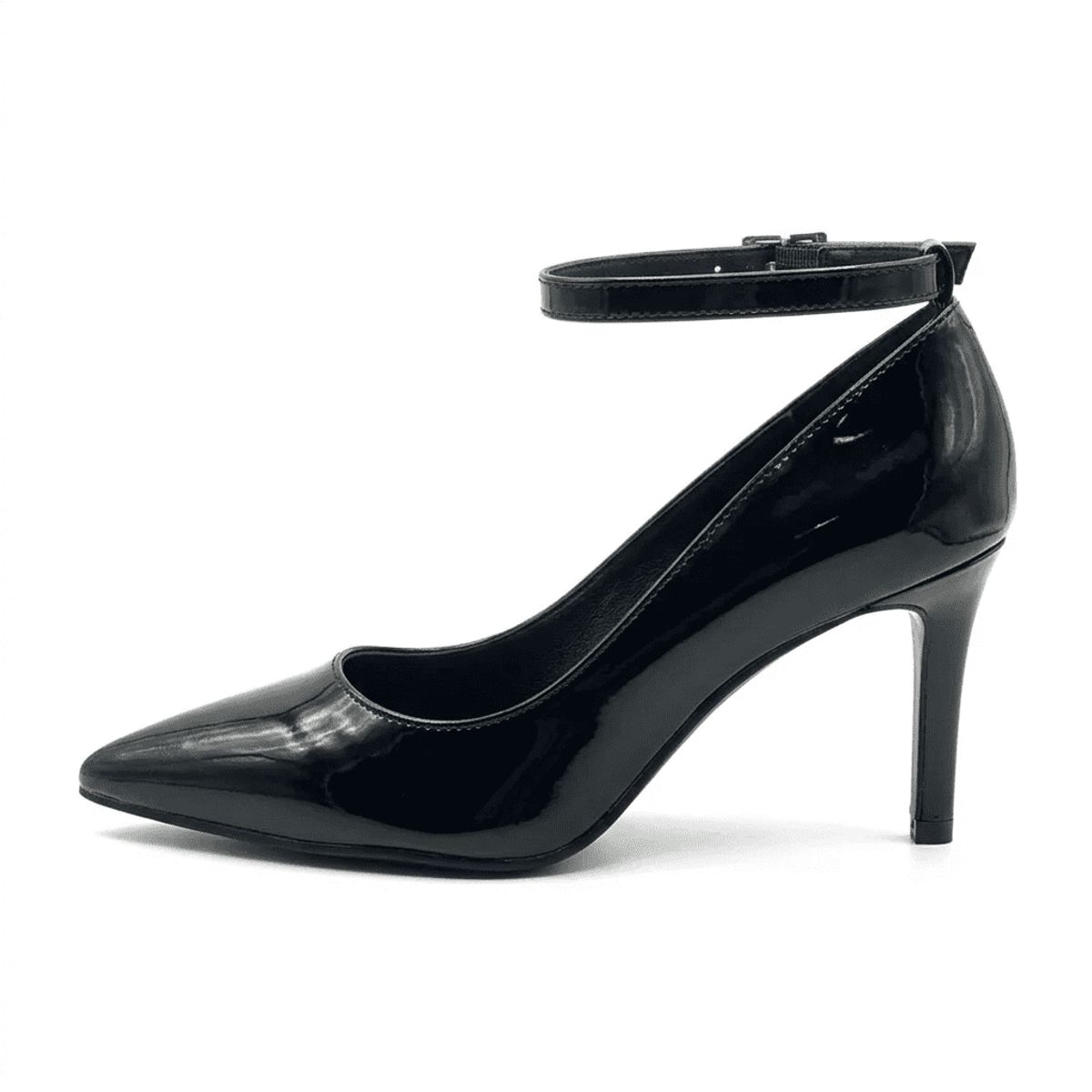 BOVINITA - Stiletto Negro Tacon Alto Charol Mujer Pulsera Elegante
