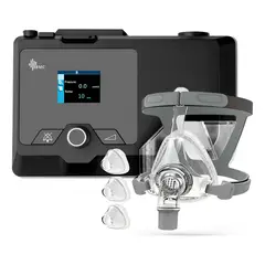 TOPMEDIC - Kit Maquina Auto CPAP Resmart Portatil Apnea de Sueño + Mascara Nasal 3 Tallas, Tubo y Humidificador