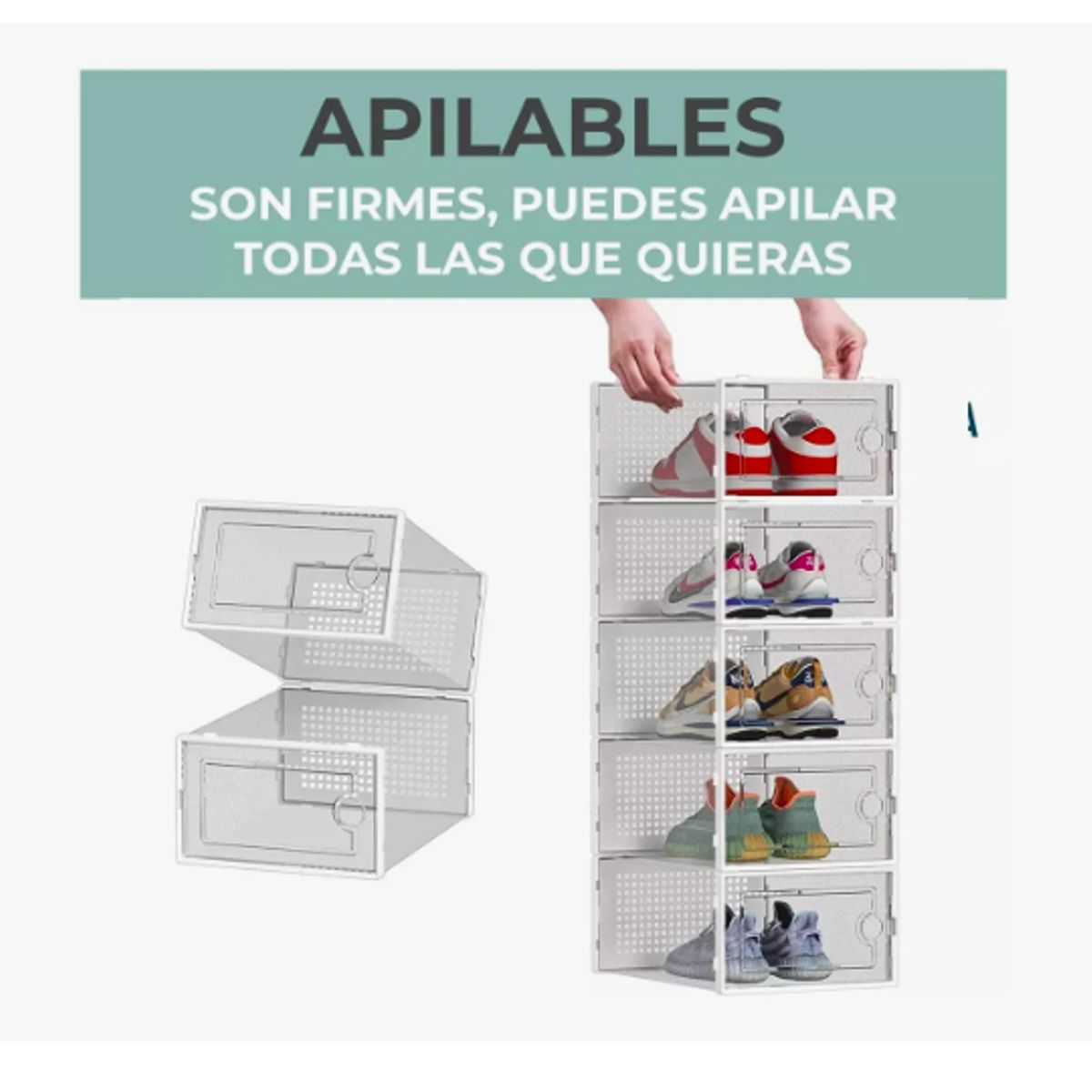 GENERICO - Caja Organizador De Zapatos Set 4 Apilables Y Firme Calidad