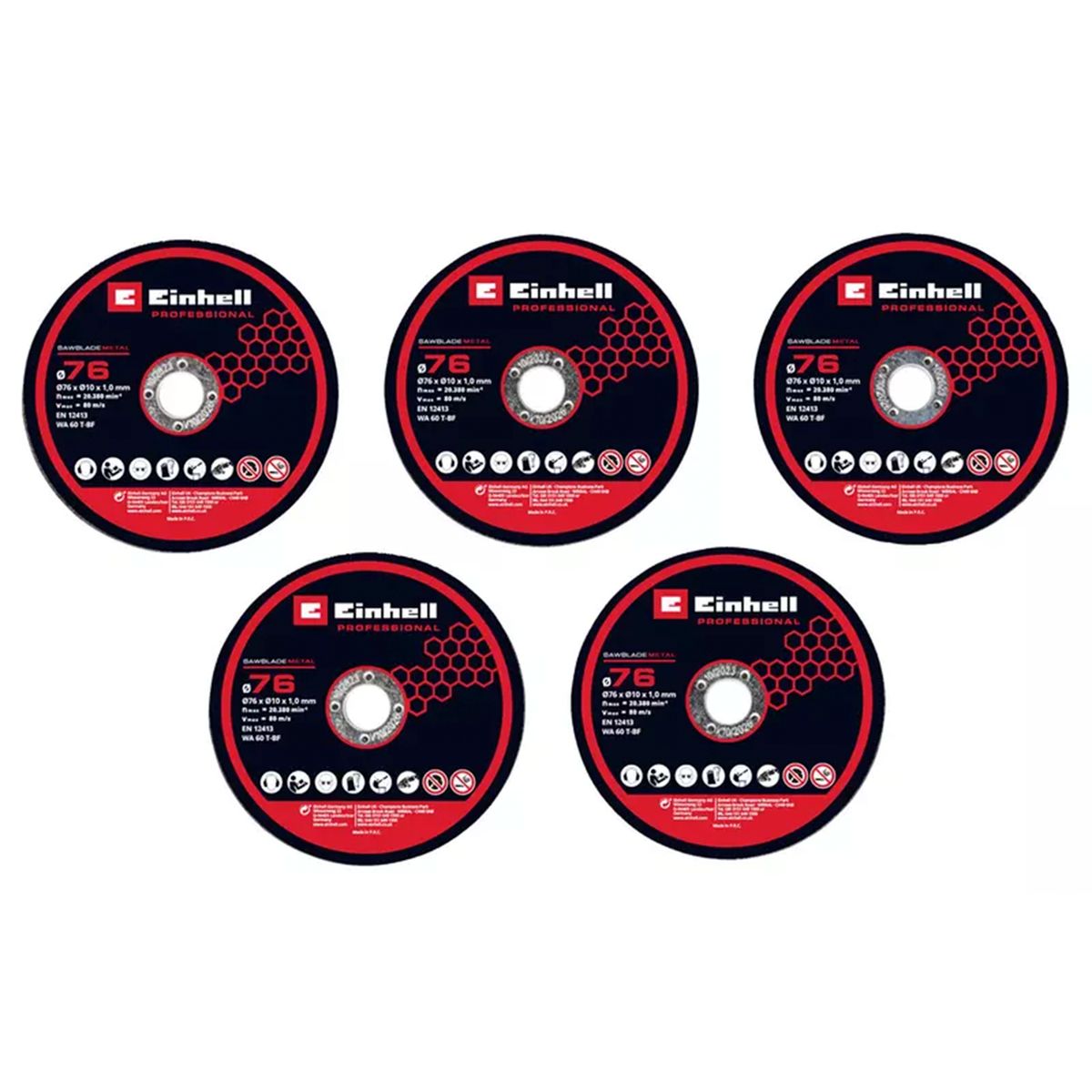 EINHELL - Pack 5 Discos de Corte para Metal 76mm Einhell