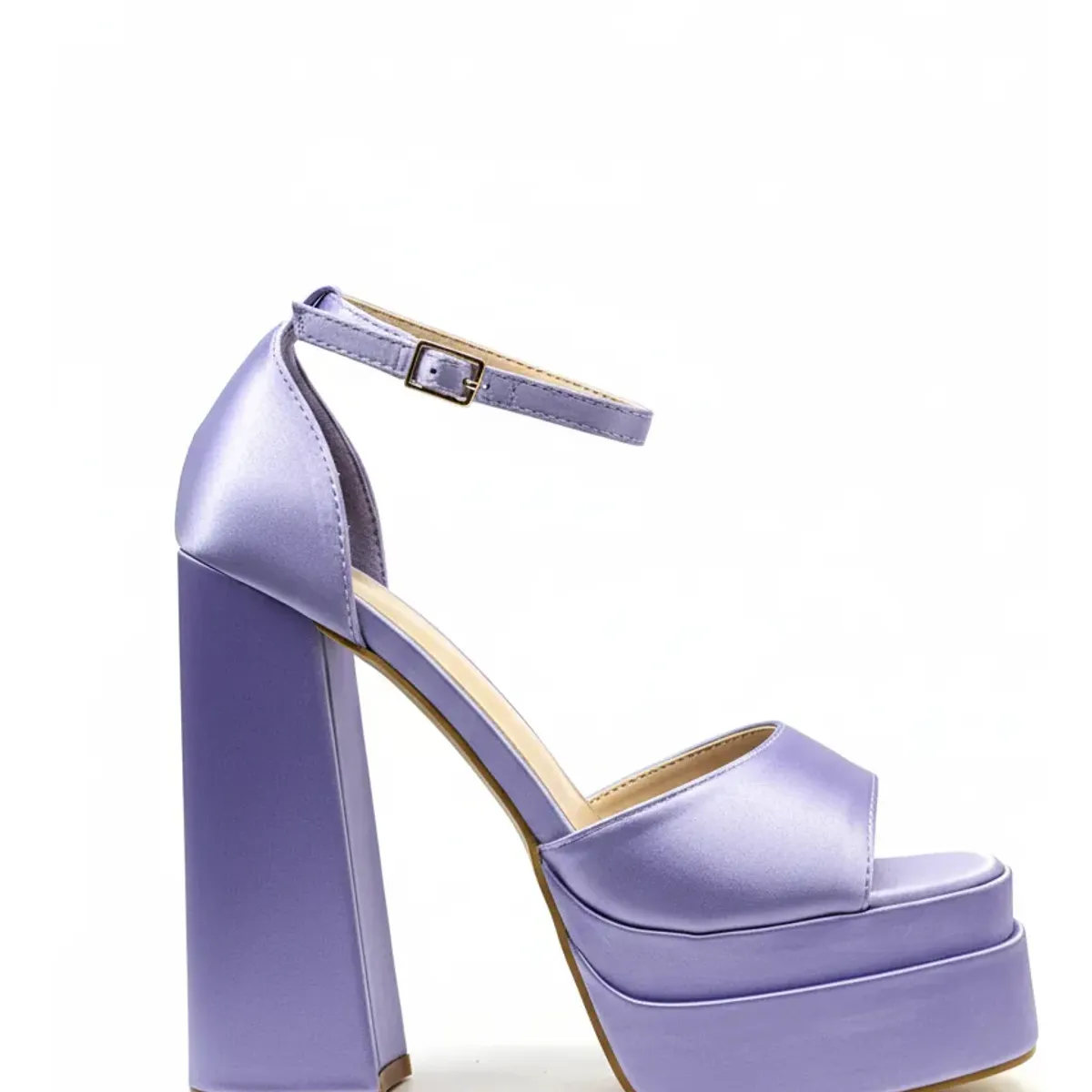 BOVINITA - Tacon Plataforma Lila Mujer Taco Alto Fiesta Elegante Satín