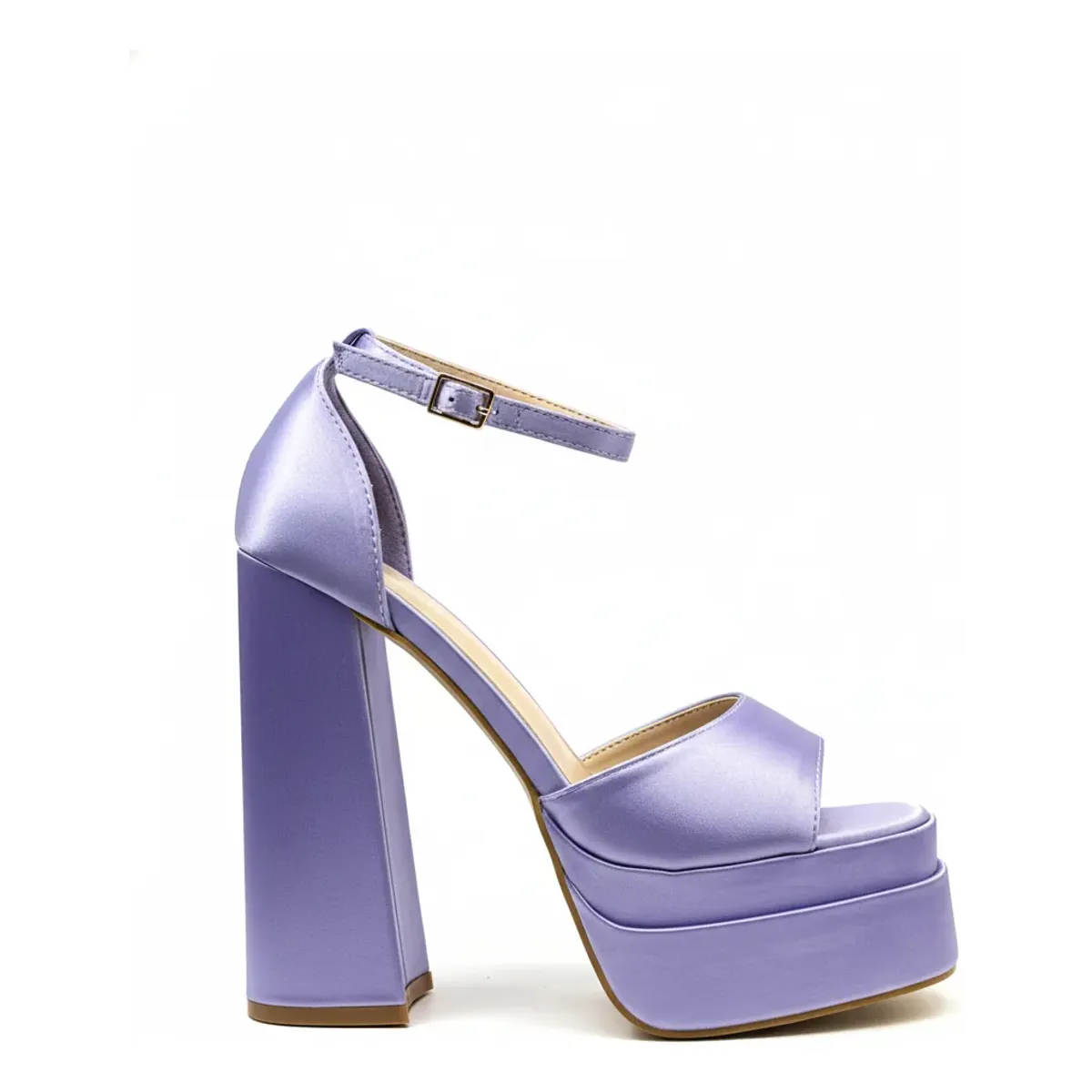 BOVINITA - Tacon Plataforma Lila Mujer Taco Alto Fiesta Elegante Satín