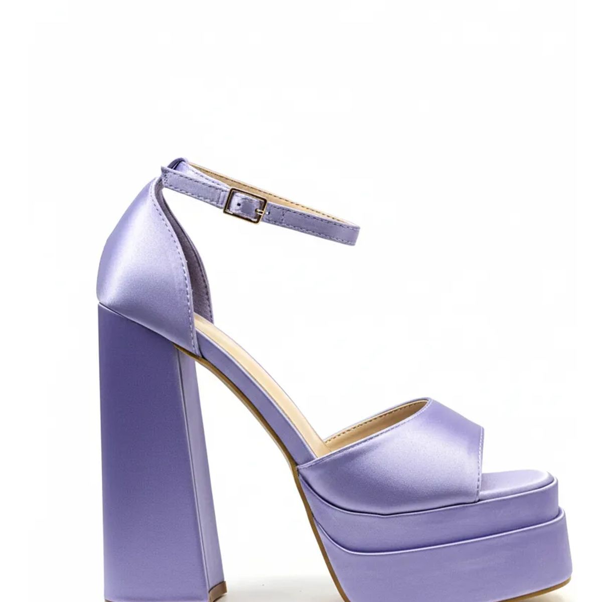 BOVINITA - Tacon Plataforma Lila Mujer Taco Alto Fiesta Elegante Satín